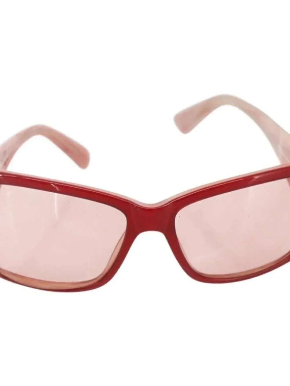 CHANEL Sunglasses plastic Red CC Auth 179323A